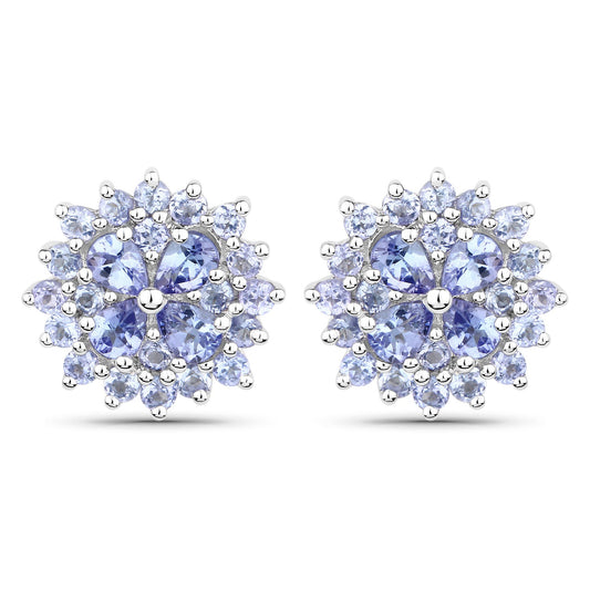 2.52 Carat Genuine Tanzanite .925 Sterling Silver Earrings