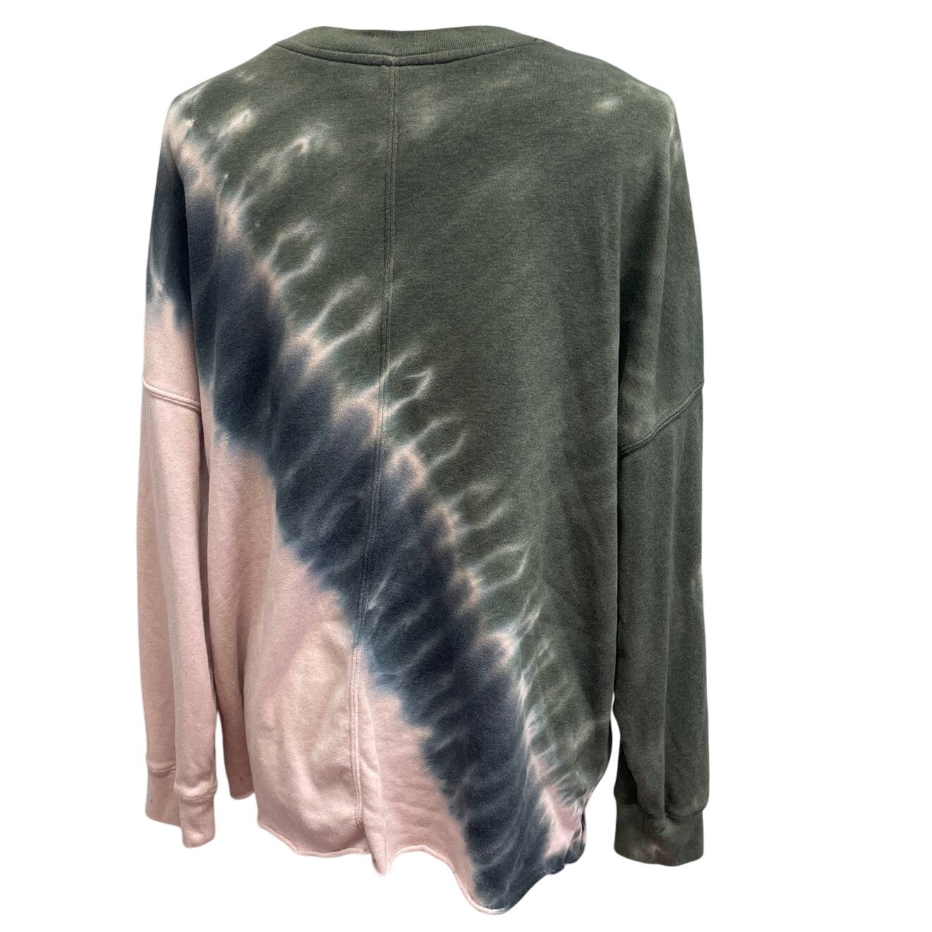 Upcycled Hand Printed XL Christmas Fa La La La Latte Long Slv Tie Dye Sweatshirt