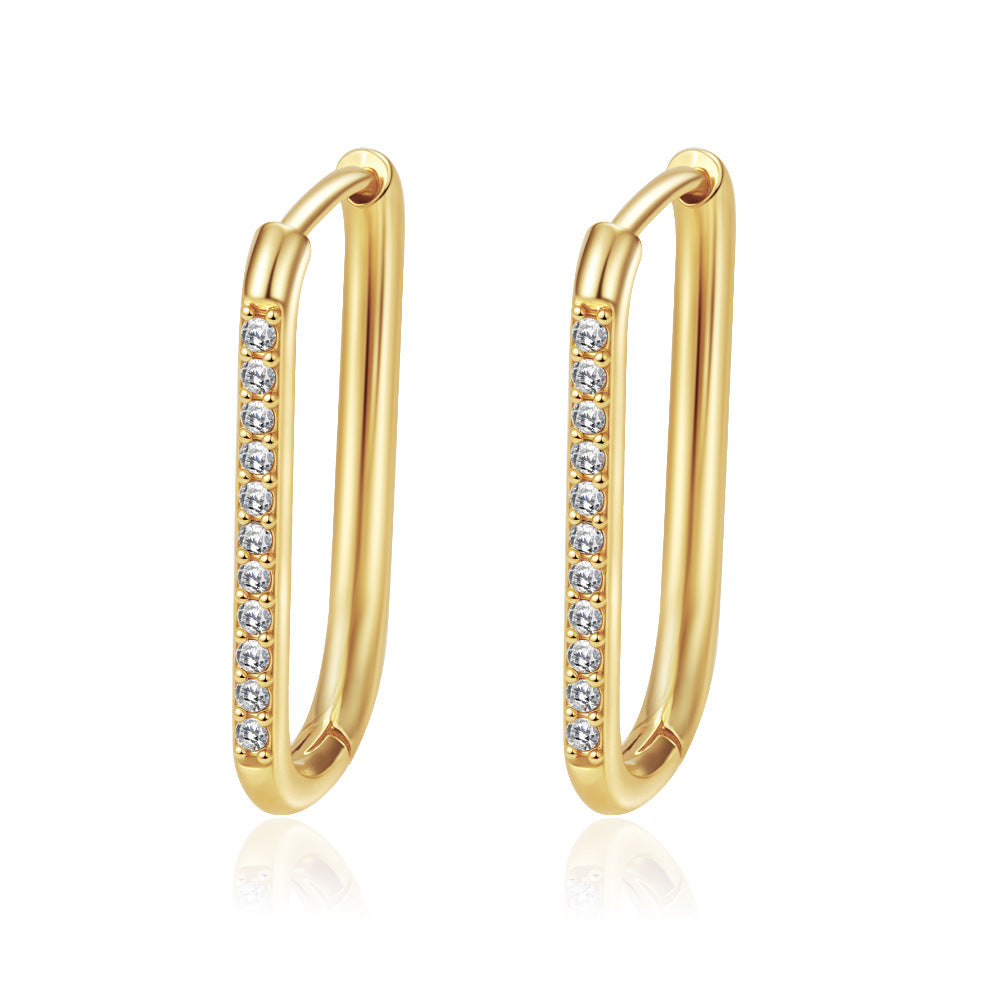 Womens Simple Stainless Steel Hoop Earrings