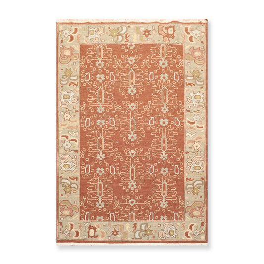 3'10" x 5'10" Hand Knotted Wool Reversible Panel Area Rug Brown-0