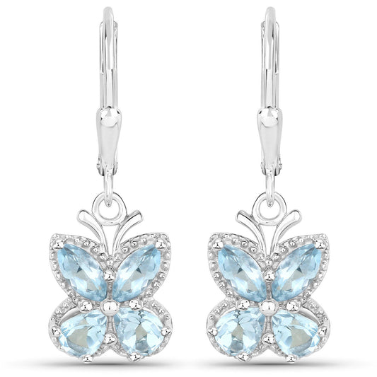2.60 Carat Genuine Blue Topaz .925 Sterling Silver Earrings