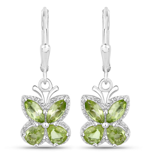 2.28 Carat Genuine Peridot .925 Sterling Silver Earrings