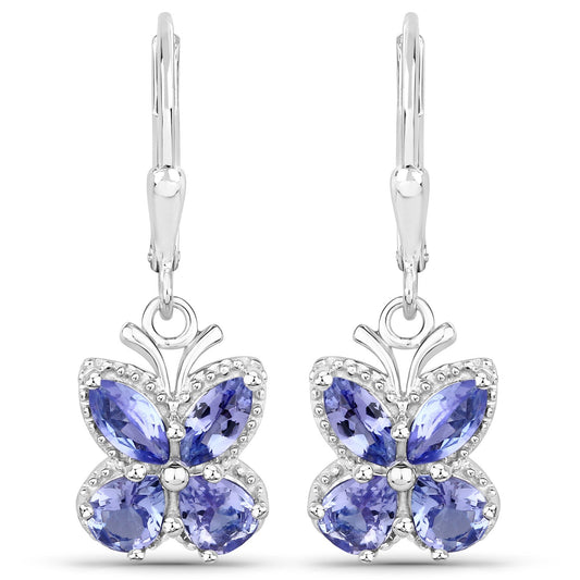 2.08 Carat Genuine Tanzanite .925 Sterling Silver Earrings