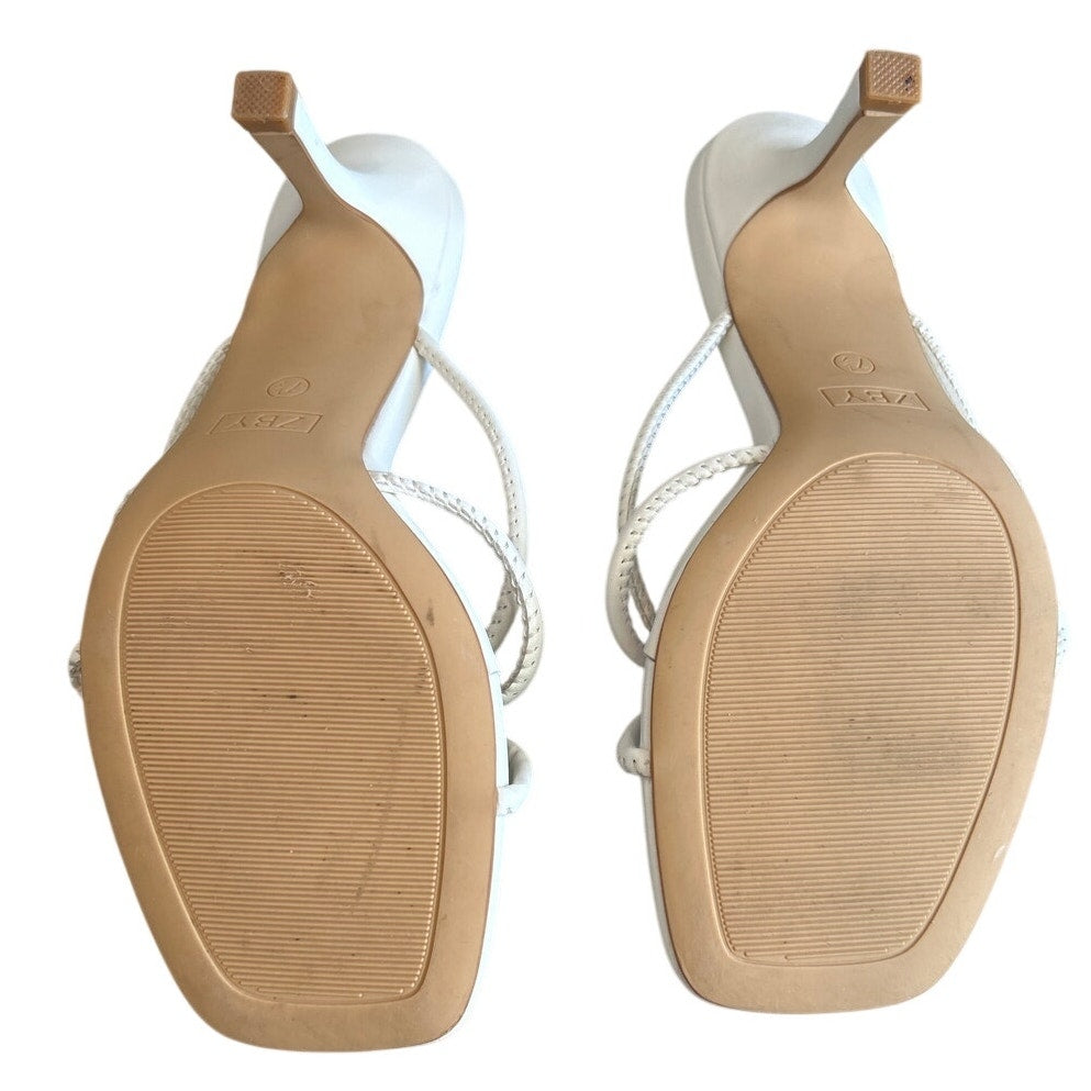 Laicigo Womens Size 7.5 White 3" Heel Square Open Toe Backless Slide On Shoes