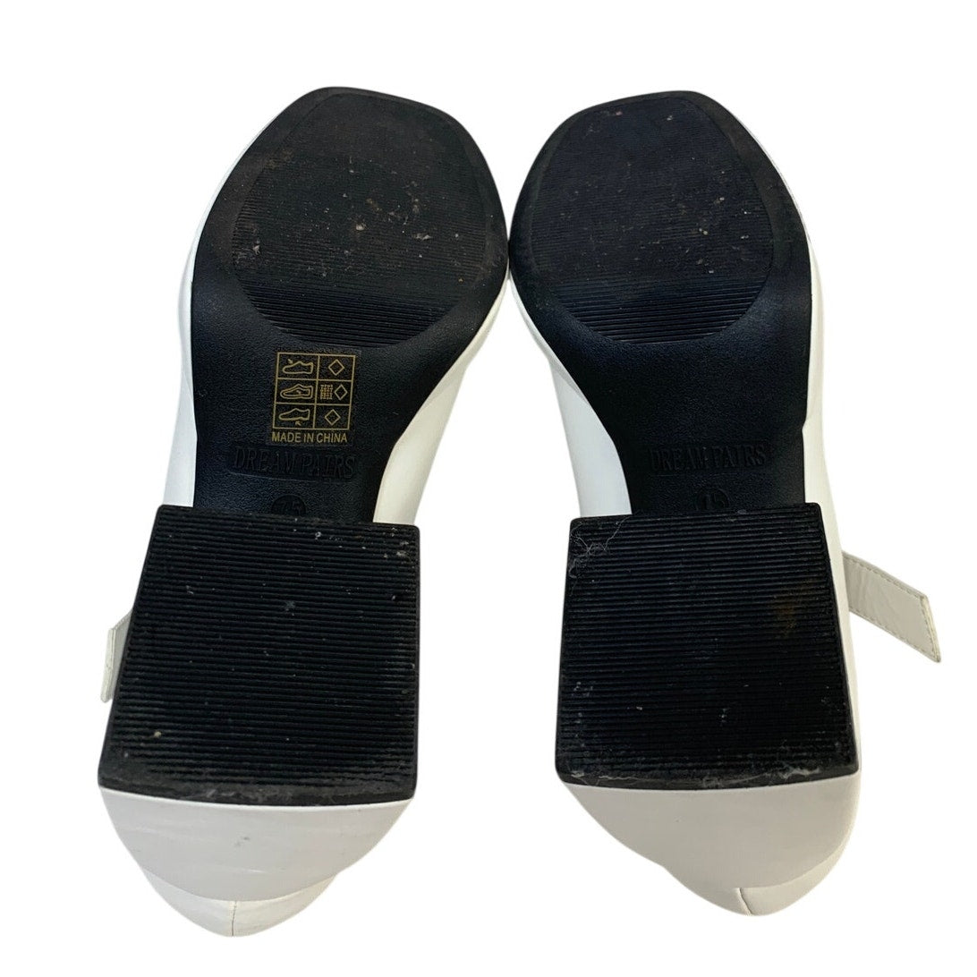 Dream Pairs Womens Size 7.5 White 3.5" Heel Mary Jane Square Closed Toe Shoes