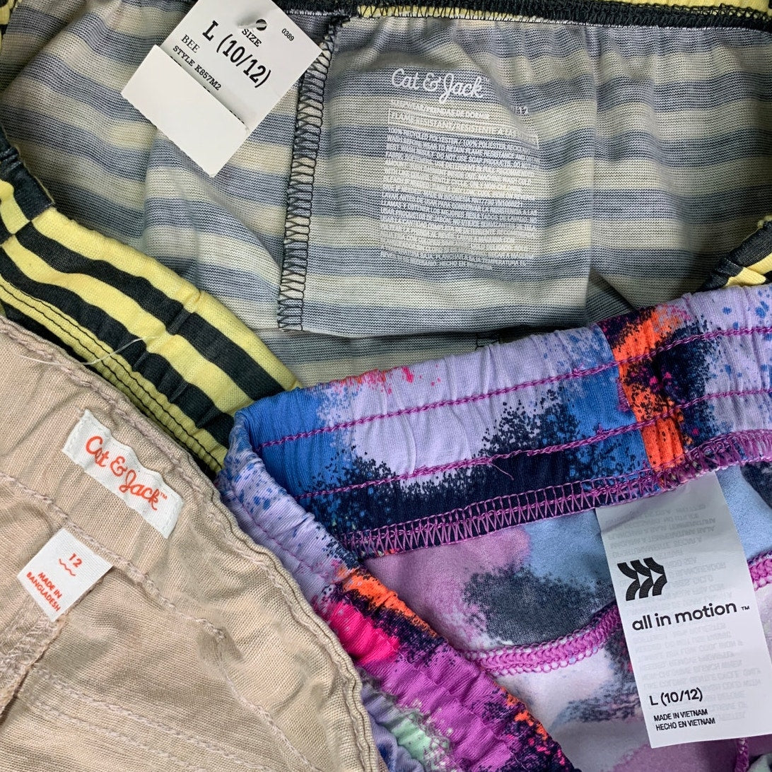 Lot of 3 New Cat & Jack All in Motion Boys Large (10/12) Striped Khaki Shorts