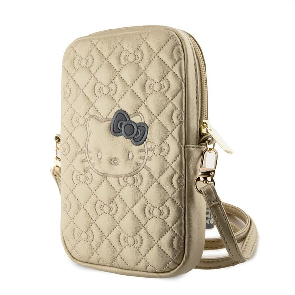 Hello Kitty Pattern Kitty Head Logo Telefon PU bőr tok - Gold (HKPBPEKHBPD)-0