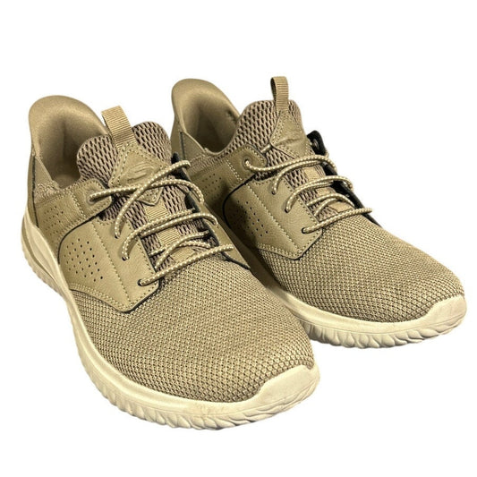 Skechers Mens Size 9 Taupe Tan Mesh Hands Free Swift Fit Step In Shoes w Box