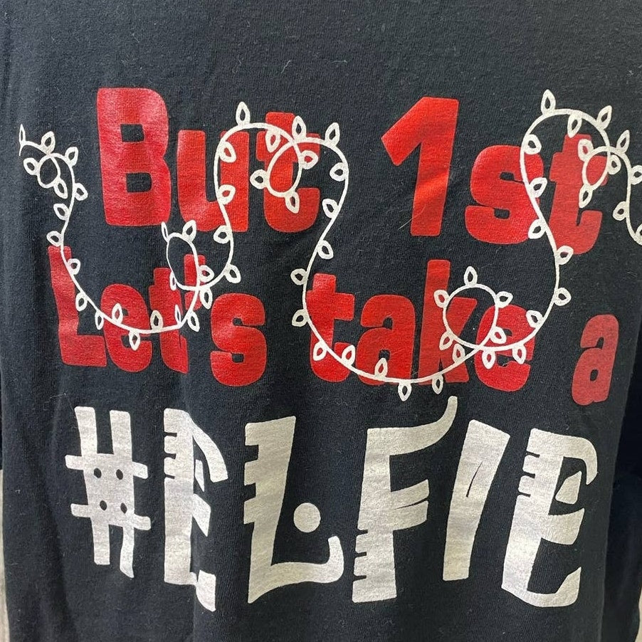Lets Get Elfed Up Mens XL Christmas #Elfie Short Sleeve 100% Cotton Tee Shirt