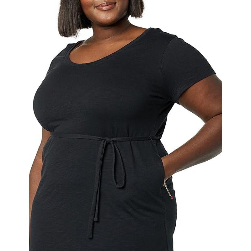 NWT New Amazon Essentials Womens Medium Short Sleeve Belted Midi Tee Shirt Dress