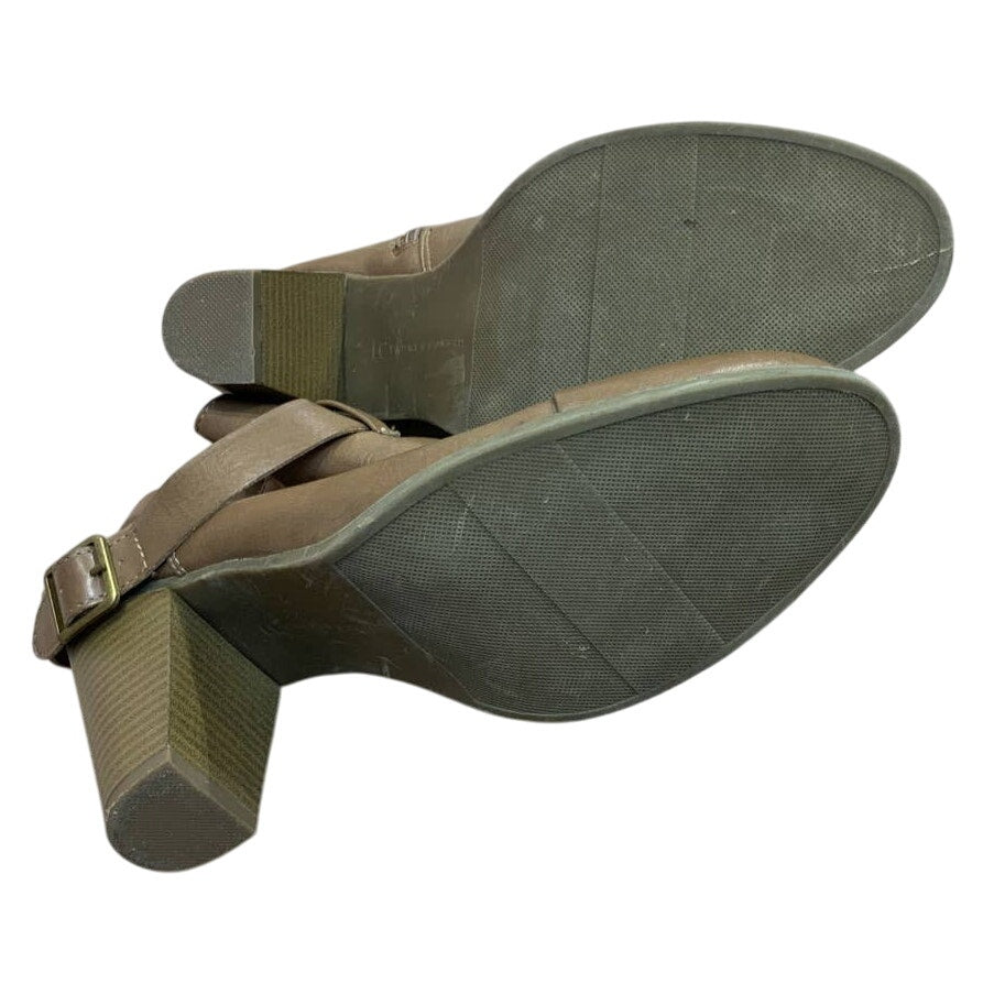 Lauren Conrad Size 9.5 Tan Ferran Chunky Heel Short Boots Shoes w Buckle