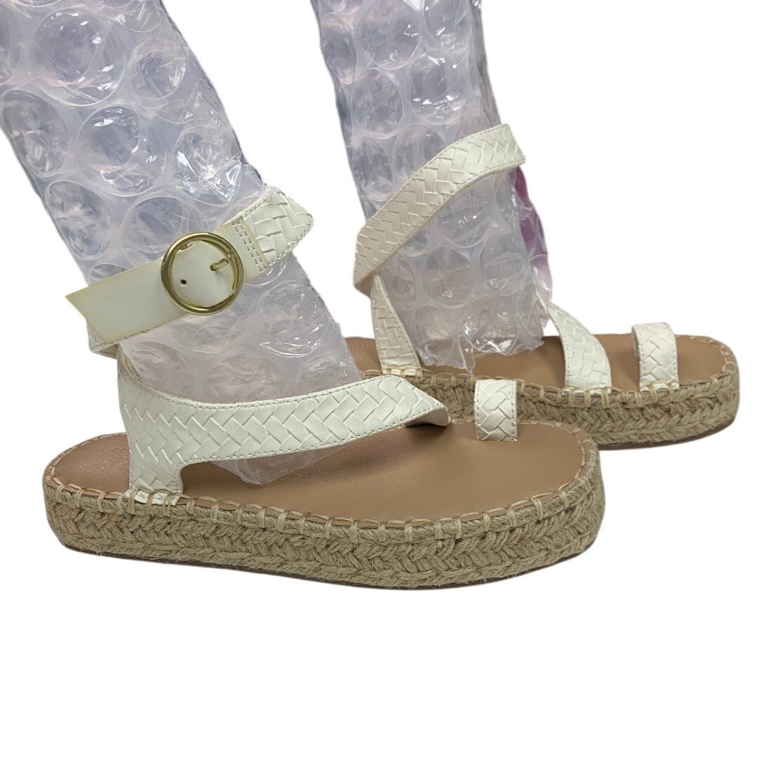 New American Eagle Womens US Size 8 Espadrille Ankle Wrap Faux Leather Sandals