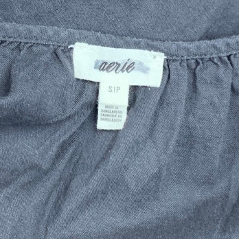 New Aerie Womens Small Dark Gray Spaghetti Strap Front Tie Flowy Mini Dress