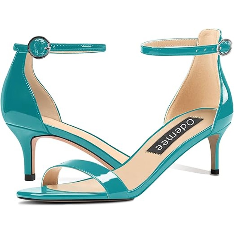 Odernee Womens Size 6.5 Turquoise Blue 2" Heel Open Toe Ankle Strap Sandal Shoes
