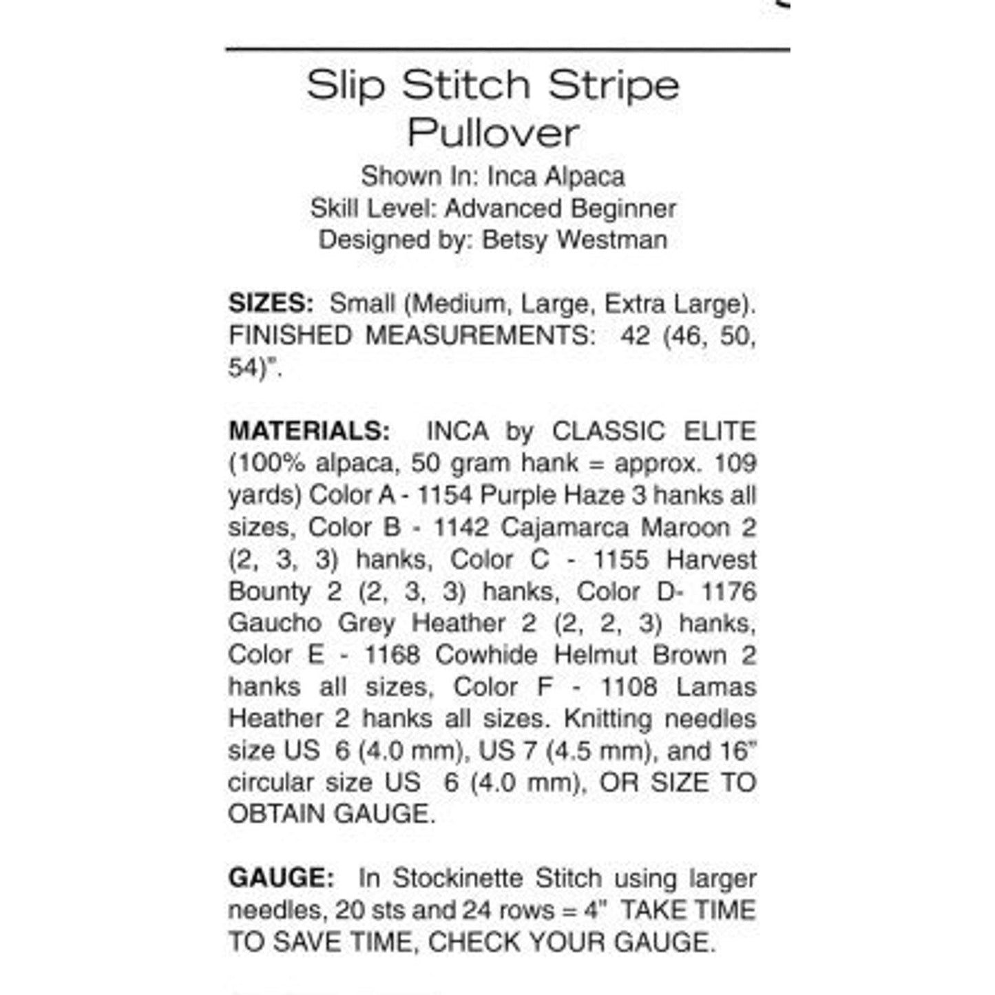 NWT Classic Elite Yarns 9015 Zimmerman Inca Alpaca Collection Knitting Pattern