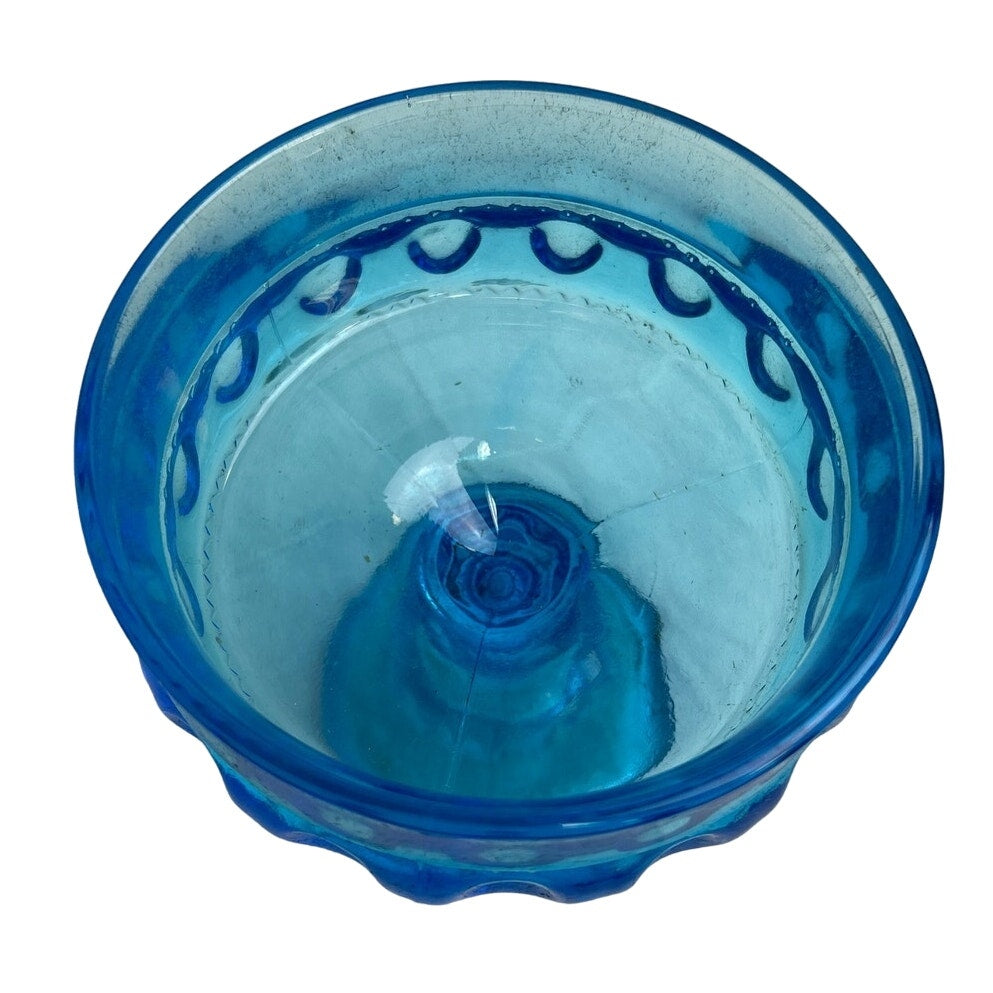 Vintage Indiana Glass Company 5" Horizon Blue Glass Wedding Bowl Original Box