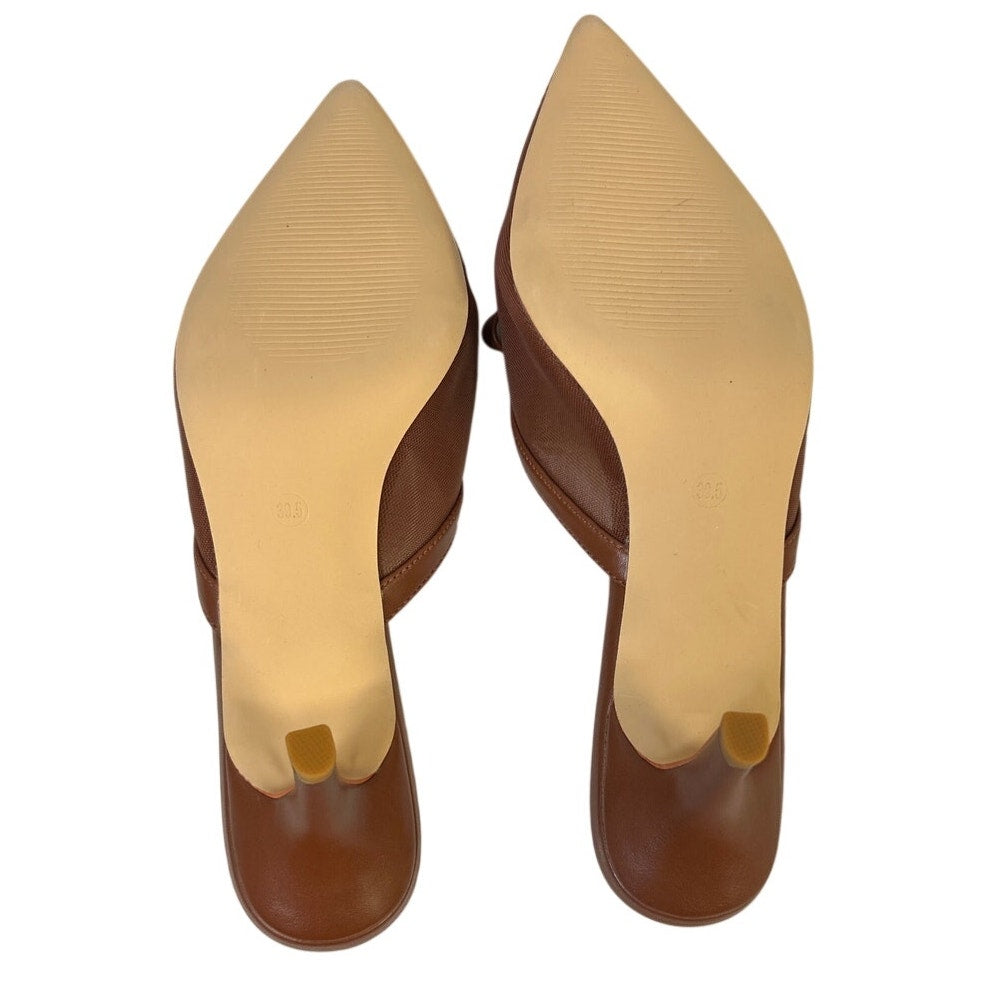 Mostrin Womens Size 9 Brown 3" Heel Mesh Closed Pointed Toe Slip On Shoes