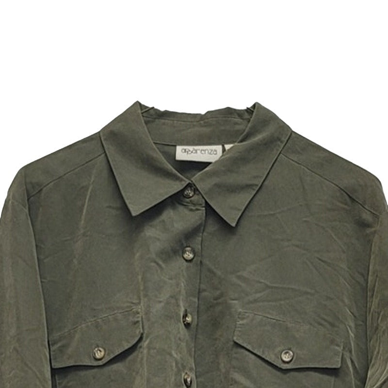 Apparenza Womens XL PolyRayon Sueded Long Sleeve Button Up Shirt w Front Pockets