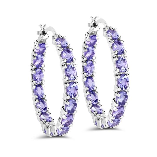 5.10 Carat Genuine Tanzanite .925 Sterling Silver Earrings