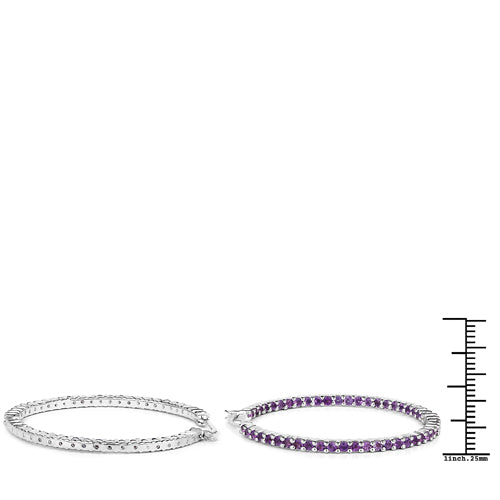3.00 Carat Genuine Amethyst .925 Sterling Silver Earrings