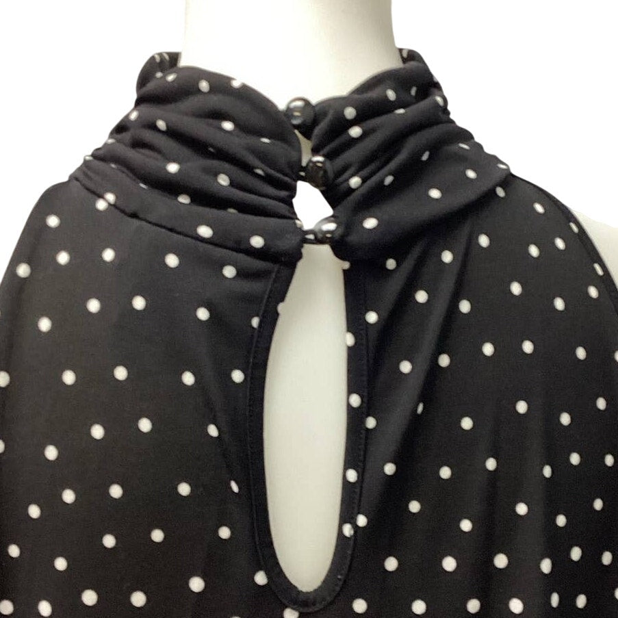 Cato Plus Size 22/24W Sleeveless Long Polka Dot Keyhole Back Stretchy Blouse