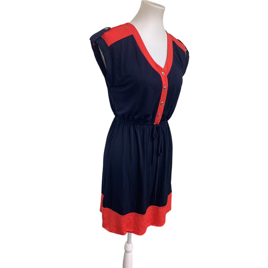 Enfocus Studio Womens Size 4 Short Sleeve V Neck Faux Button Blouson Dress