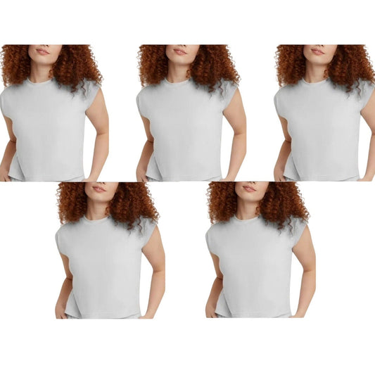 New 5-Pack Hanes Women XL Originals White Ringspun Cotton Cap Sleeve Muscle Tees