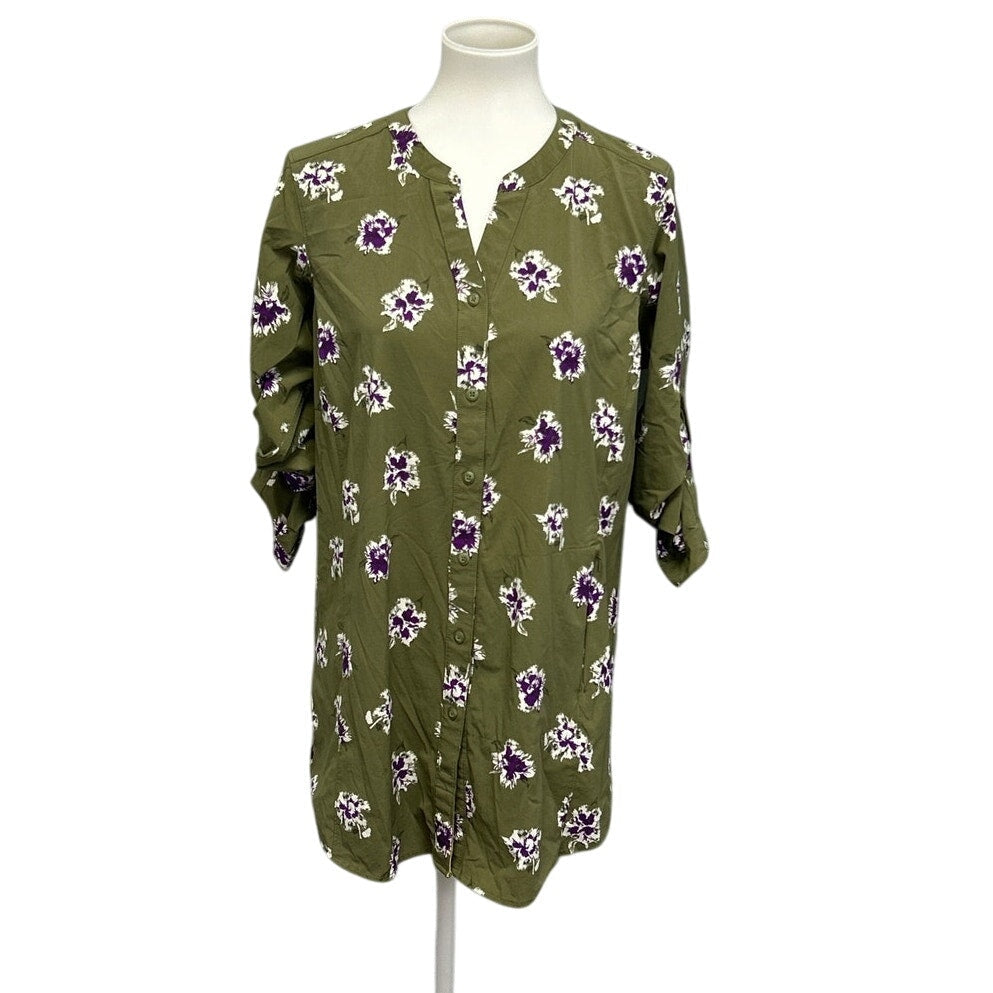 Duluth Trading Co Womens Small Nylon Spandex Long Sleeve Button Down Shirt