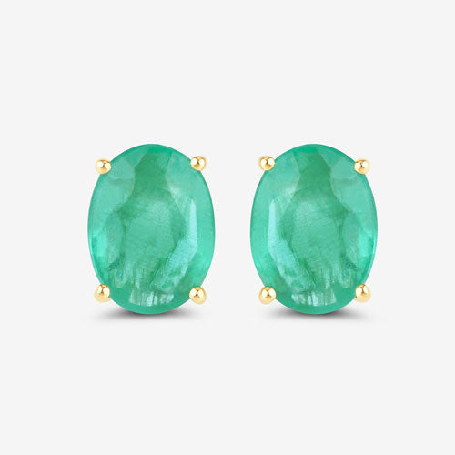 2.40 Carat Genuine Zambian Emerald 10K Yellow Gold Earrings