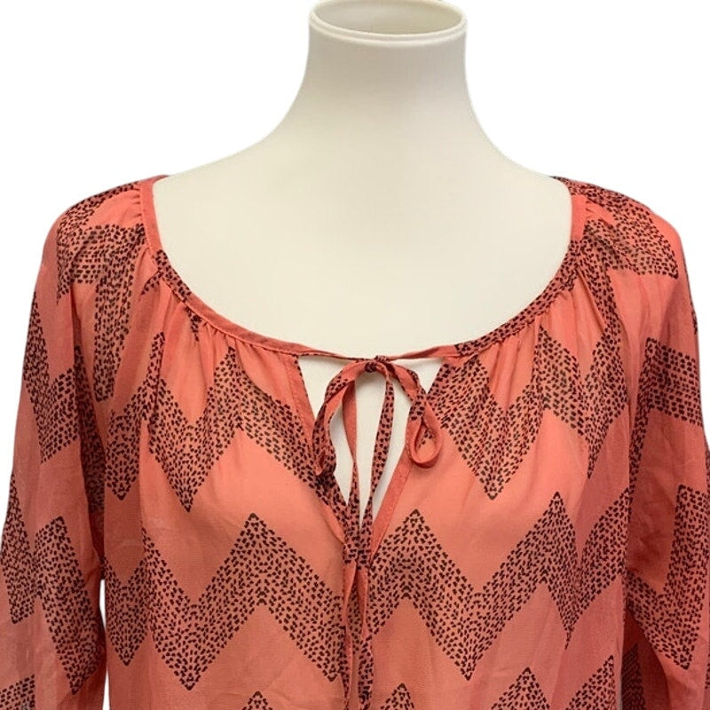 Maurices Womens Small Lightweight Front Tie Chevron Stripe Cold Shoulder Blouse