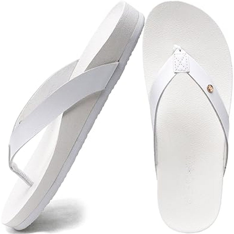 Oncai Womens Size 6 White Flip Flops Sandals Non Slip Arch Support Shoes