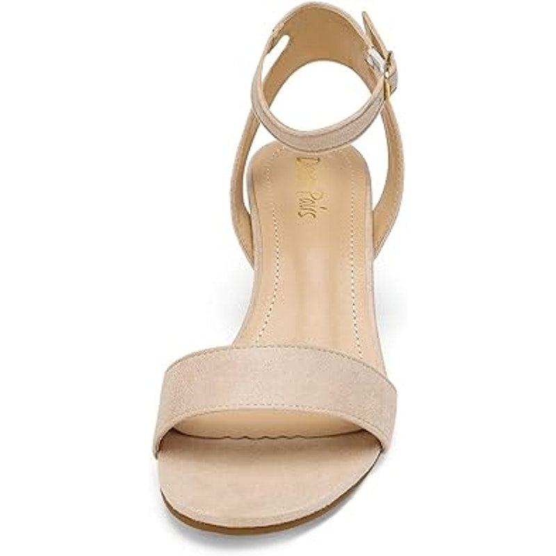 New Dream Pairs Womens 8.5 Tan Cloth Open Toe 2.75" Block Heel Sandal Shoes