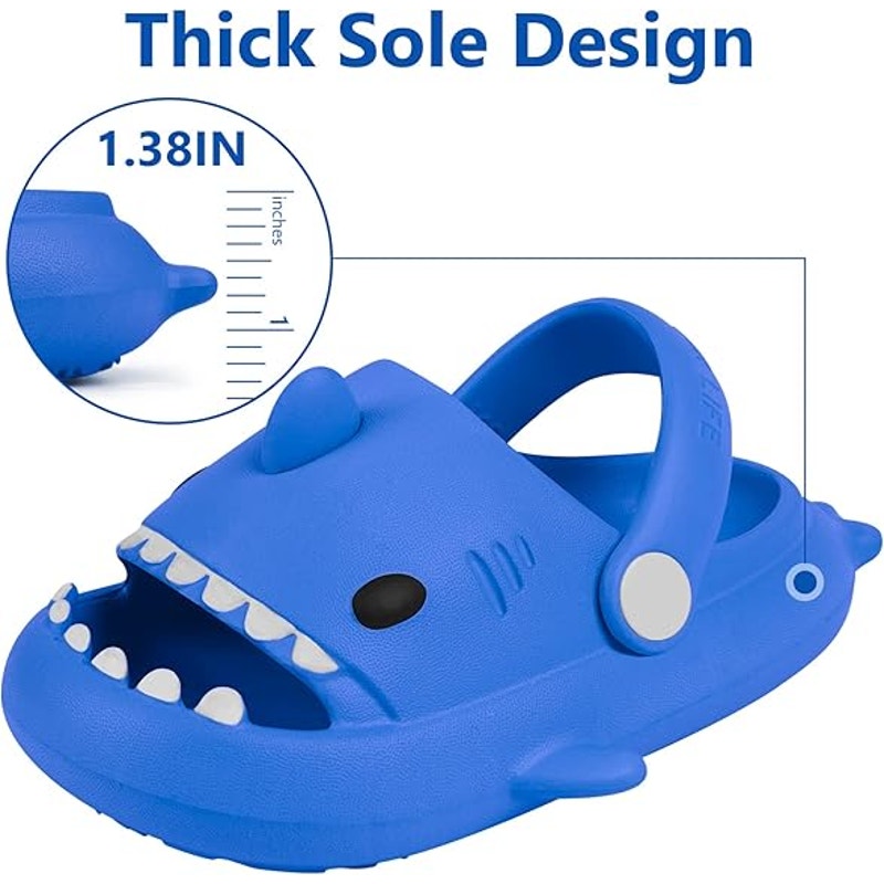 Lakige Toddler Boys Size 11 Blue Shark Cloud PVC Clog Slide On Sandal Shoes