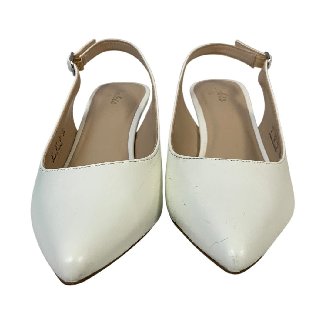 Ankis Womens Size 8 White 2.5" Heels Closed Pointed Toe Sling Back Shoes