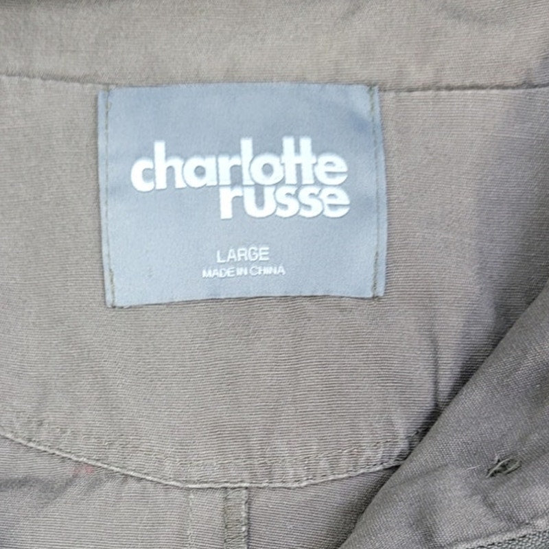 Charlotte Russe Womens Large Long Sleeve Full Zip Button Up Hooded Jacket