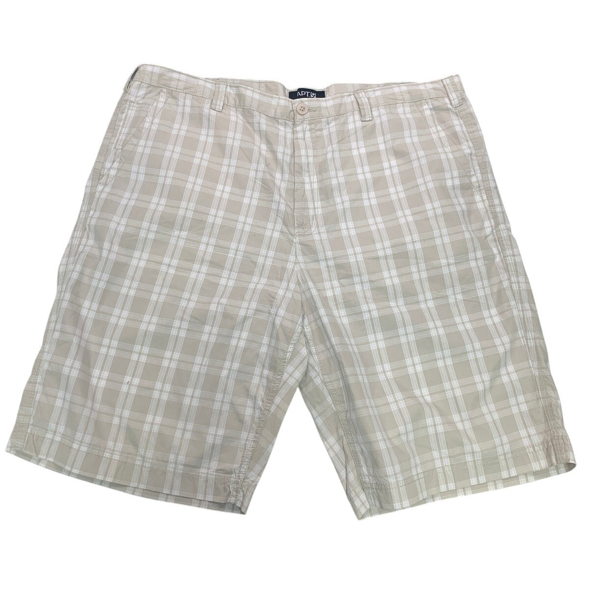 Apt 9 Mens Size 42 100% Cotton Beige Brown Plaid Multi Pocket Bermuda Shorts