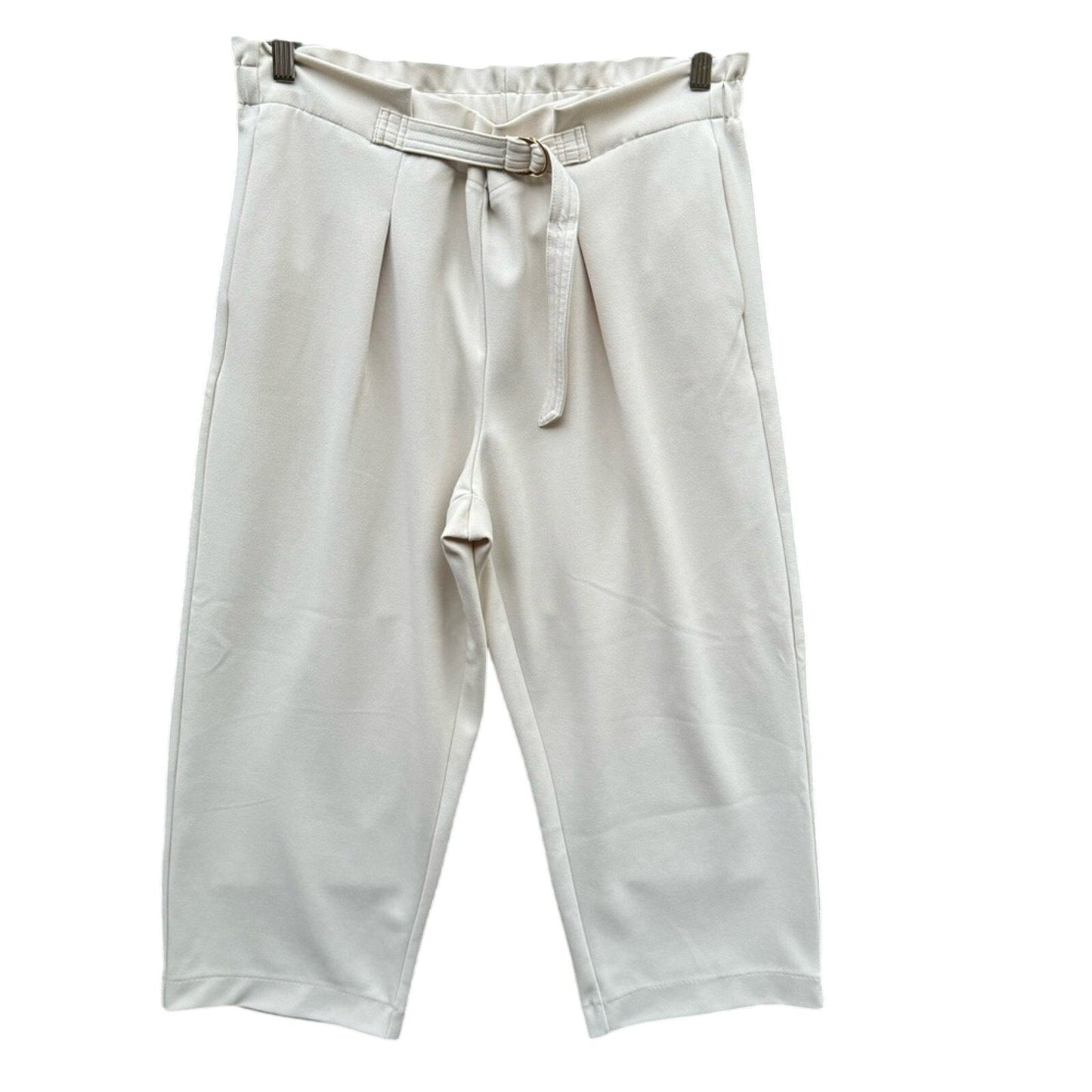 DKNY Womens Large PolySpandex Pleated Front Belted Capri Pants w Pockets