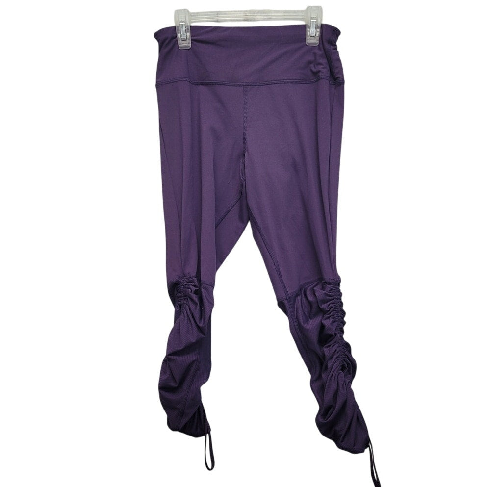 Avia Womens Small Purple Nylon PolySpandex Athletic Leg Drawstring Yoga Pants