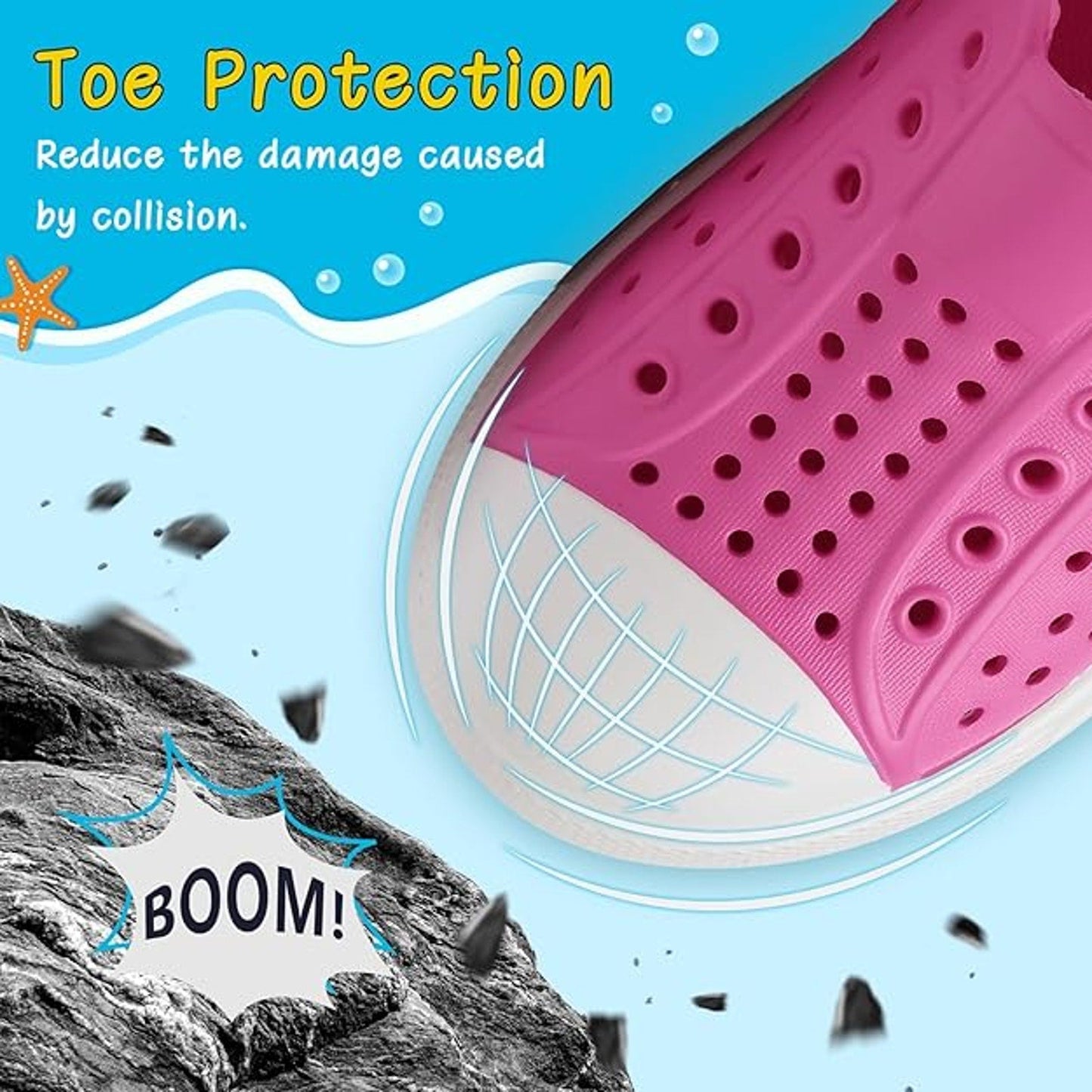 Ziitop Toddler Girls 8 Pink White Mesh Slide On Non Slip Quick Dry Water Shoes