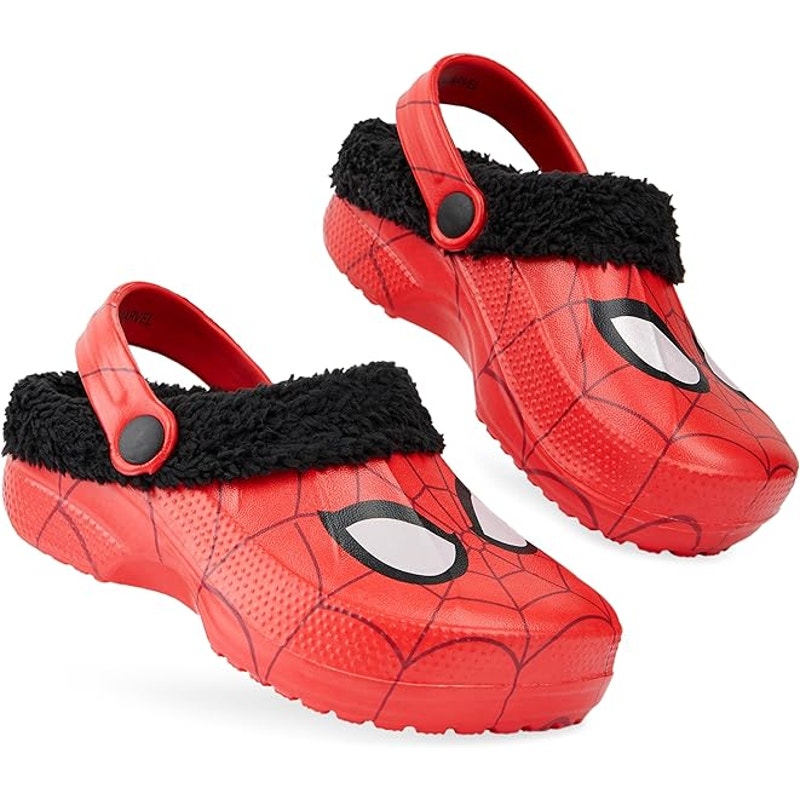Marvel Spiderman Boys Size 3 Winter Clogs Fleece Lined Sandals House Shoes