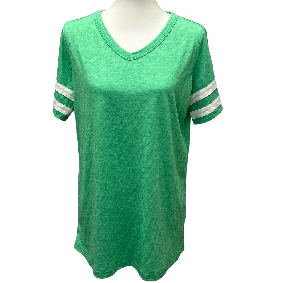 Lot of 2 Faded Glory Womens Large Short Sleeve V-Neck PolyCotton Tee Shirts
