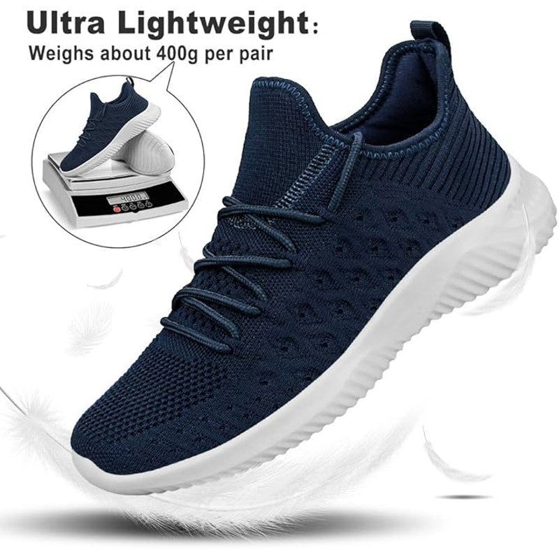 Feethit Mens Size 8 Navy Blue Mesh Lace Up or Slip On Lightweight Sneaker Shoes