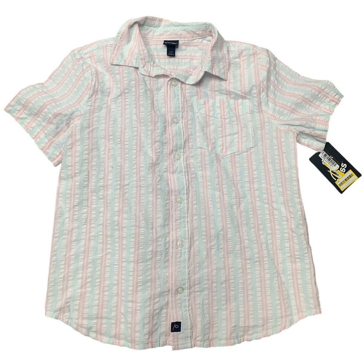 New Art Class Boys Medium Pastel Stripe Short Sleeve 100% Cotton Button Up Shirt