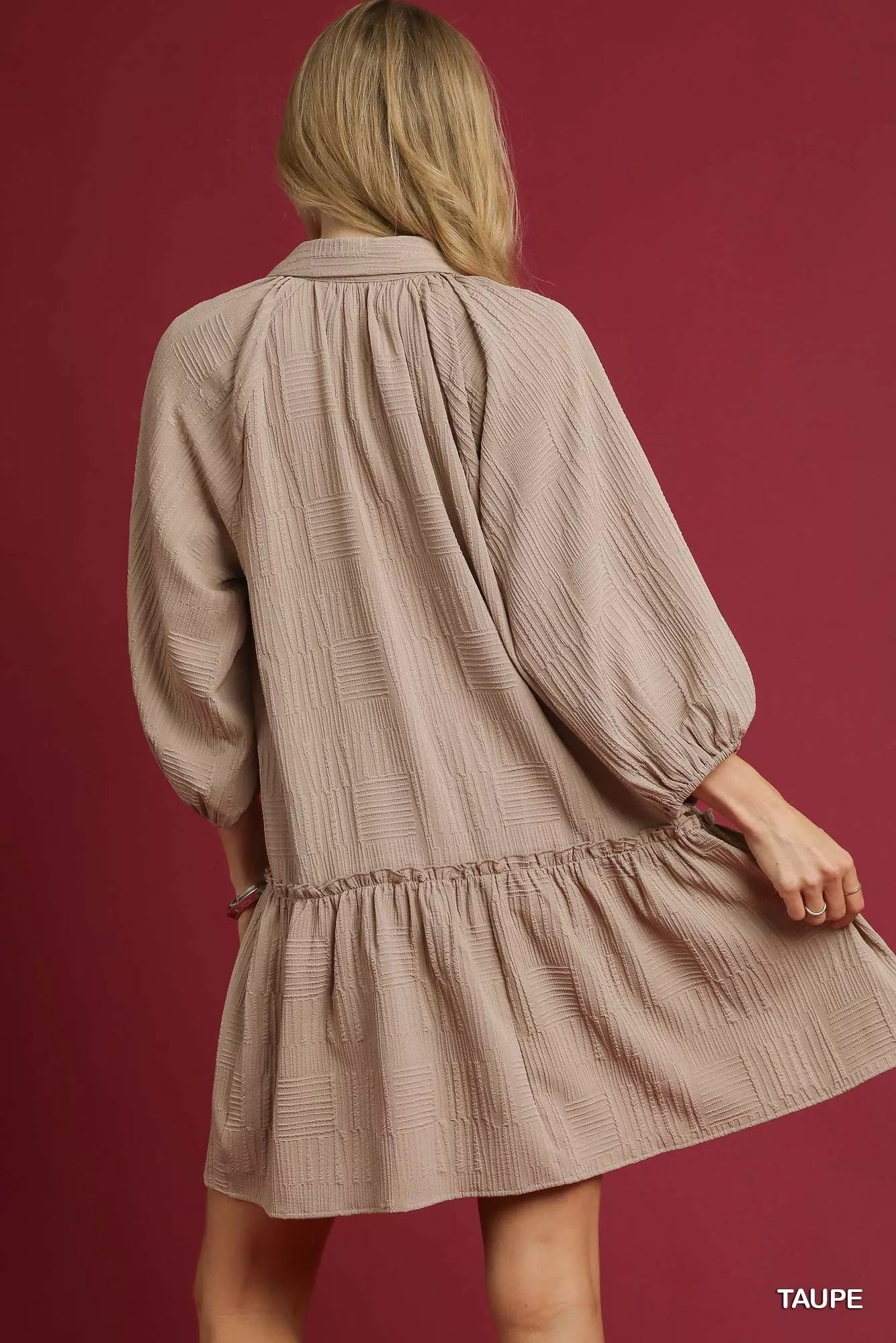 Umgee V-Neck Tiered Mini Dress