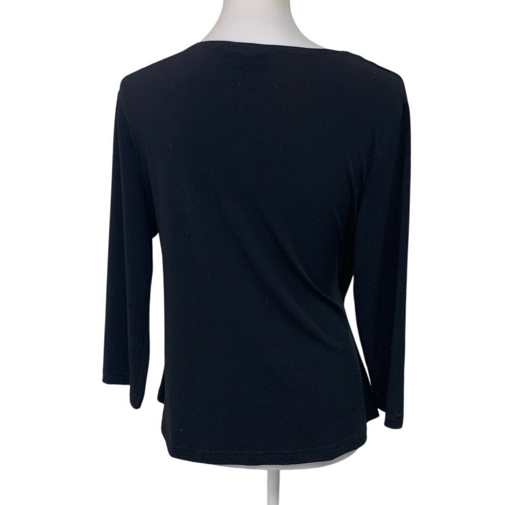 Metaphor Womens Large Deep V-Neck Asymmetrical Faux Wrap Fancy Evening Blouse