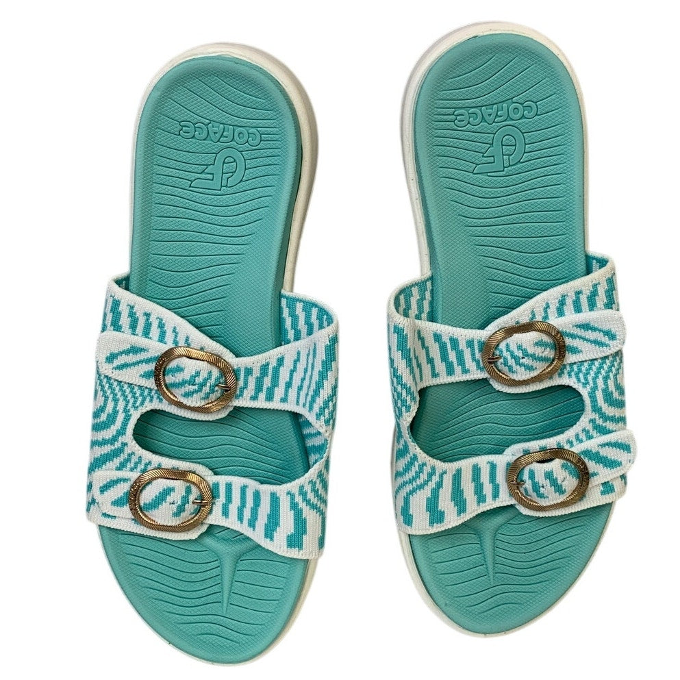 Coface Womens Size 8.5 Blue Sandal Open Round Toe Adjustable Strap Slip On Shoes
