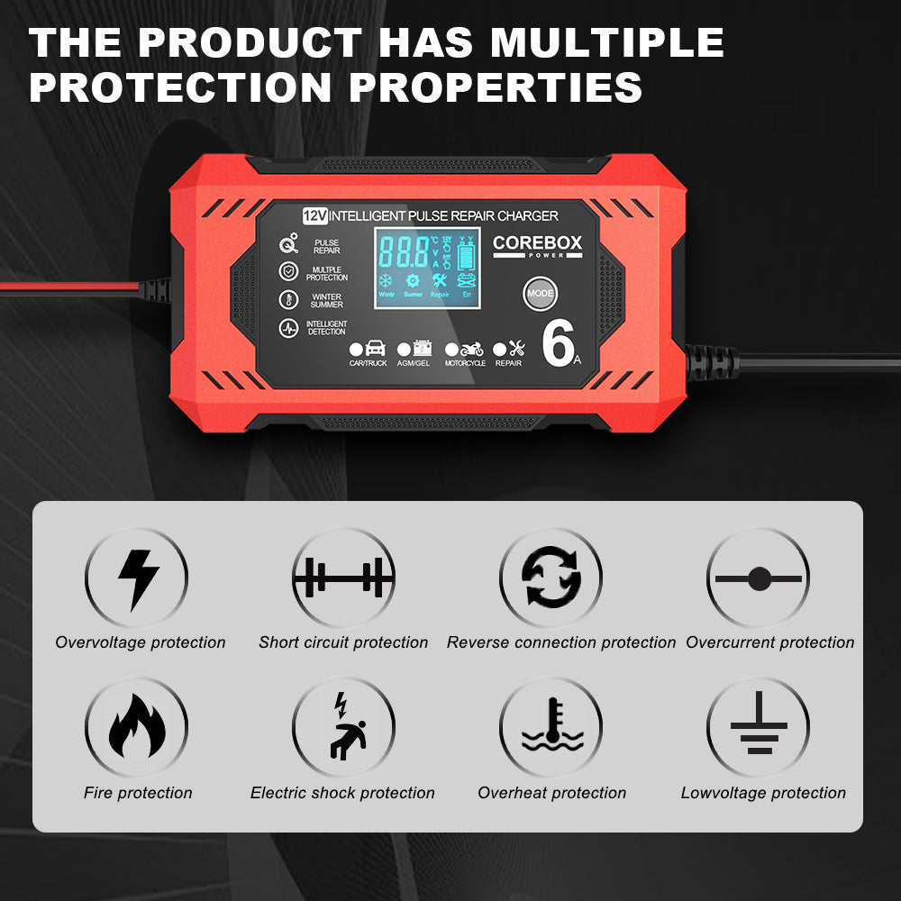 12V6A Smart Battery Charger AGM Start Stop