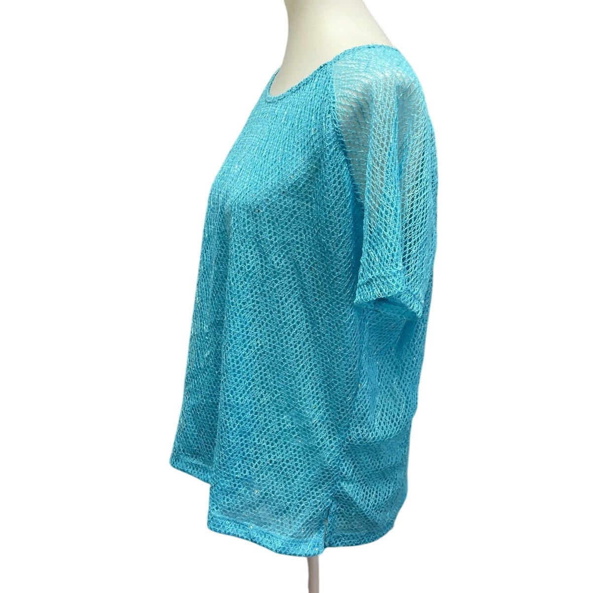Cathy Daniels Womens XL Short Sleeve Polyester Sequin Short Sleeve Crew Neck Top