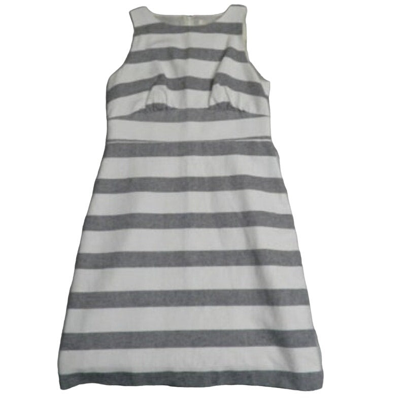 J Crew Womens Size 8 Linen Blend White Navy Striped Sleeveless Sheath Dress