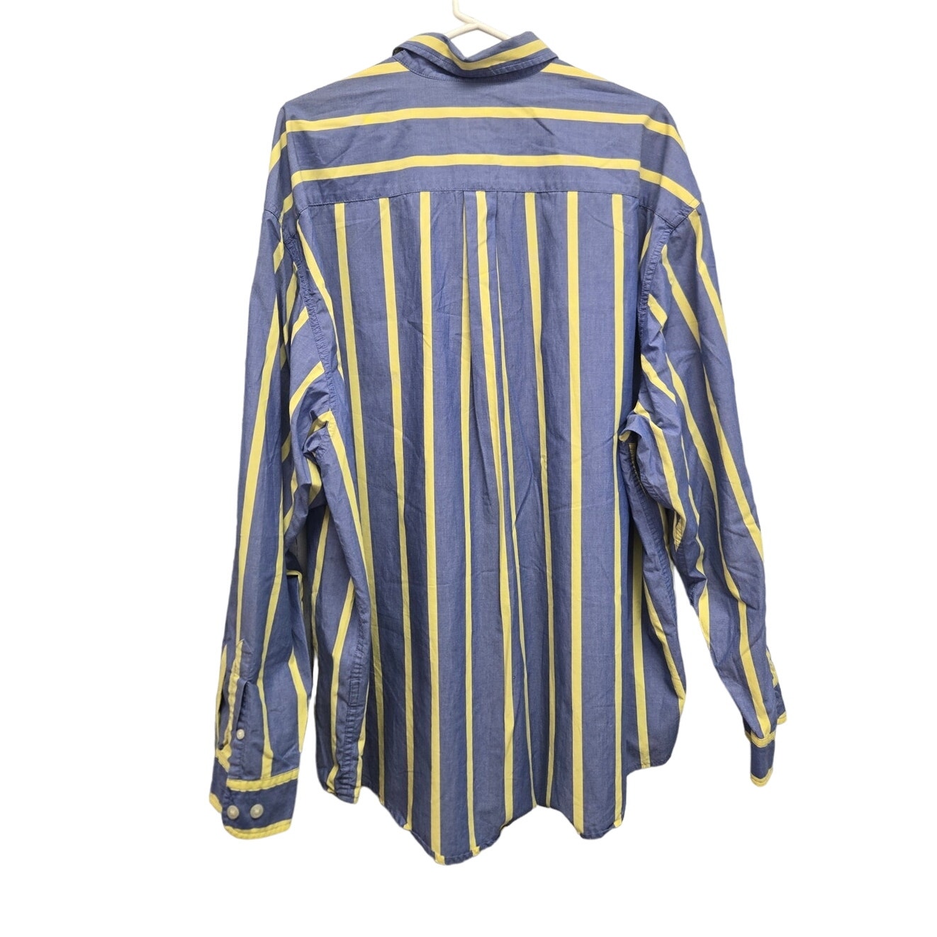Eddie Bauer Mens XXL Cotton Long Sleeve Striped Button Up Shirt w Front Pockets